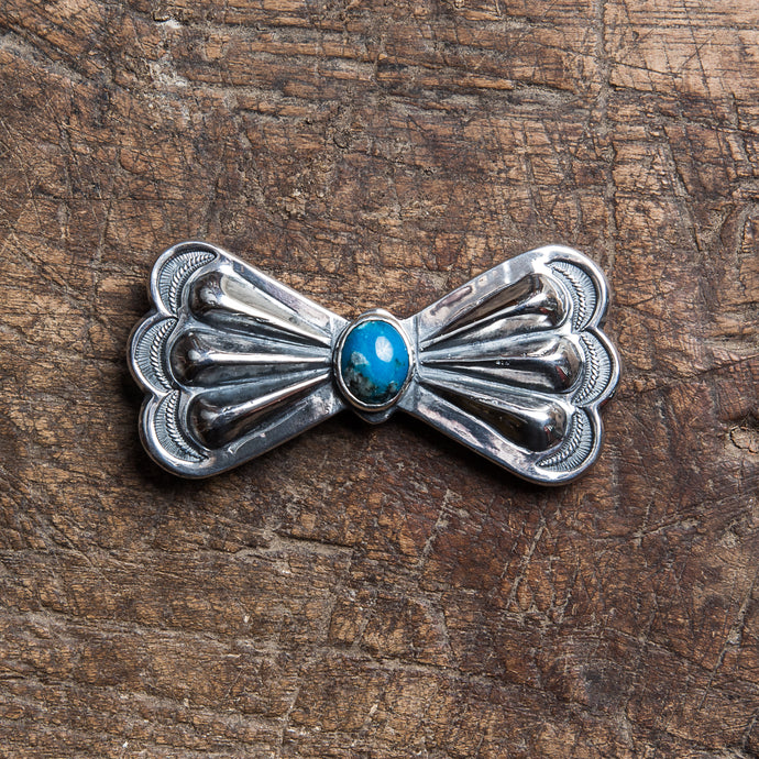 Larry Smith OT-P0025 Silver Butterfly Teardrop Turquoise Pin