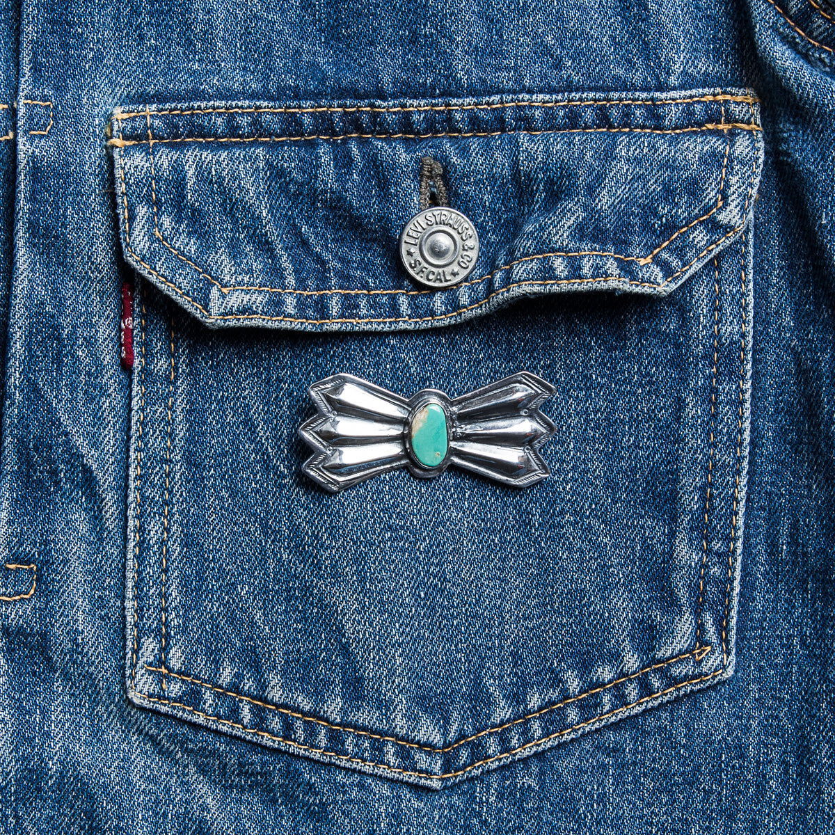 Larry Smith Lone Wolf Butterfly Turquoise Pin OT-P0037