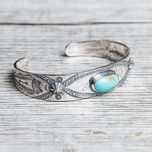 Larry Smith BR-0026 Turquoise Silver Bracelet