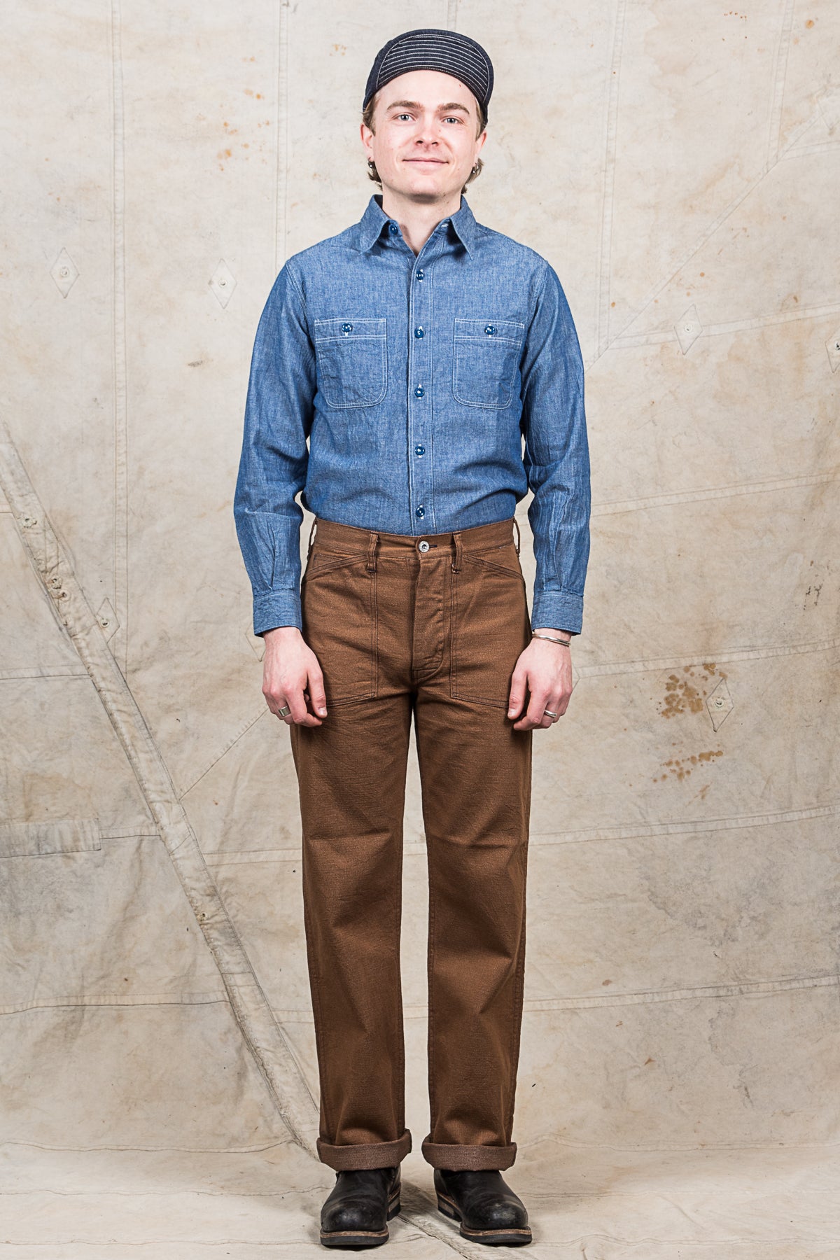 Buzz Rickson's Trousers Working Brown Denim