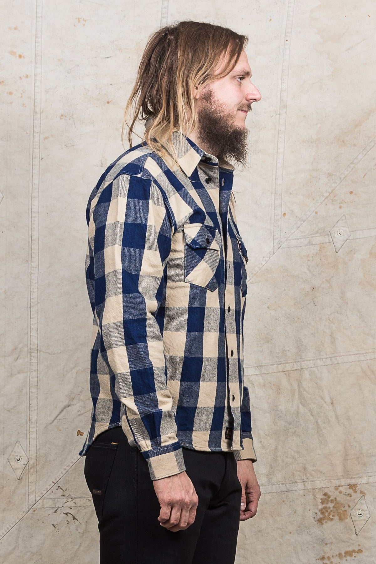 Indigofera Norris Shirt Indigo/Beige