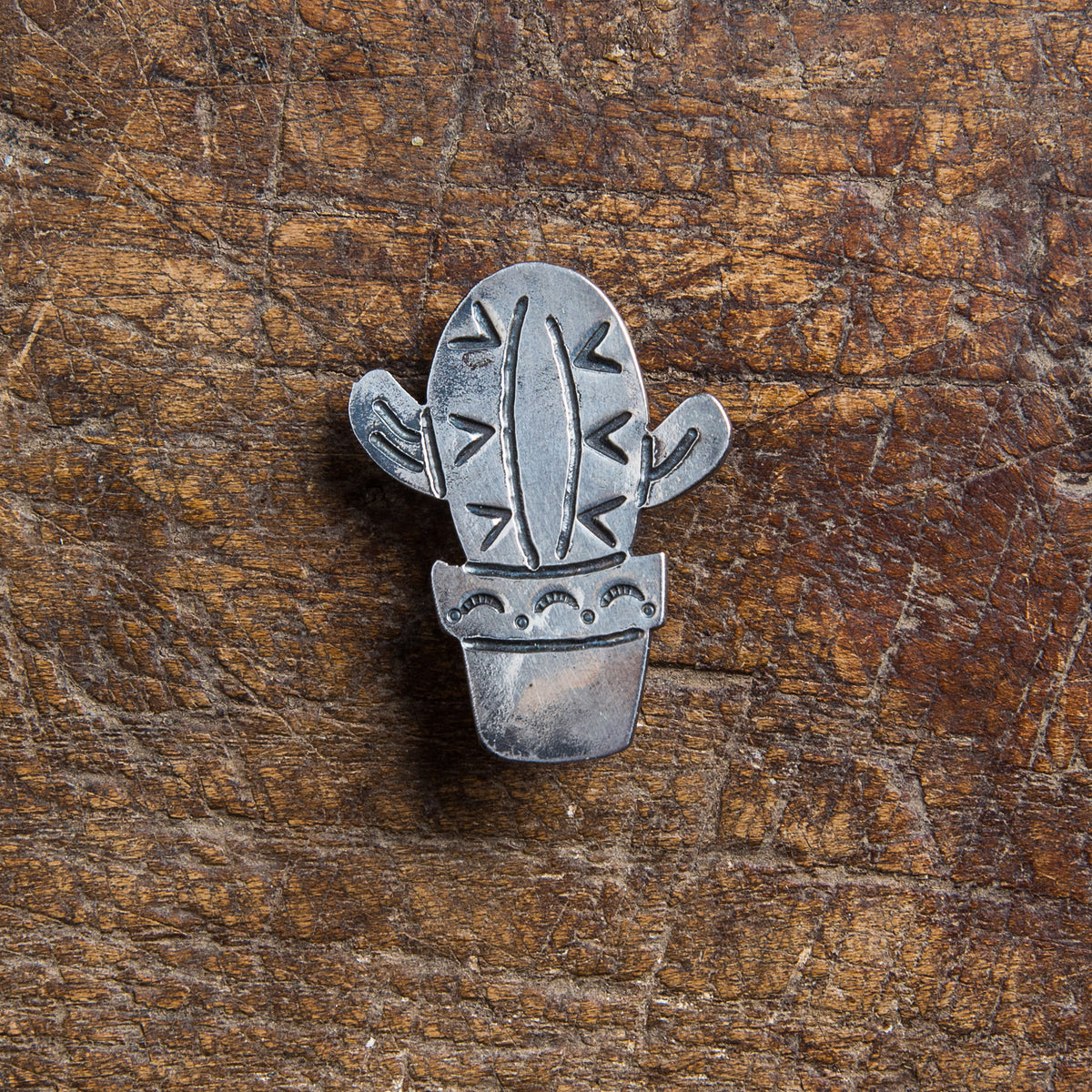 Munqa Newtive Silver Brooch Cactus