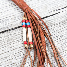 Lone Wolf Leathers Braided Wallet Leash Brass Fish Hook Saddle Tan