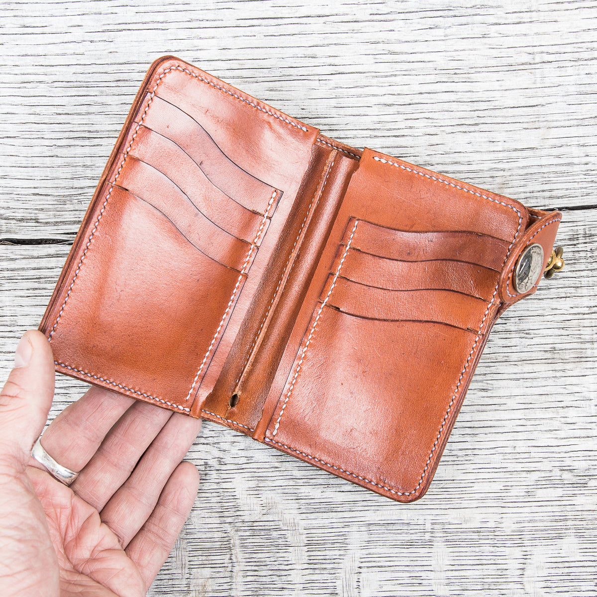 Lone Wolf Leathers Handmade Medium Wallet Saddle Tan