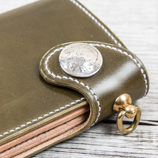 Lone Wolf Leathers Medium Wallet Shinki Shell Cordovan Olive Green