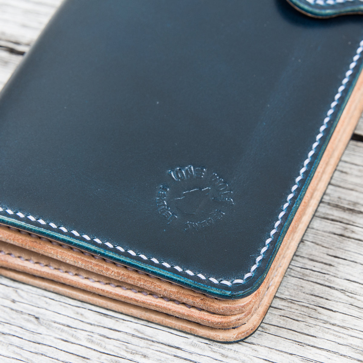 Lone Wolf Leathers Medium Wallet Shinki Shell Cordovan Navy