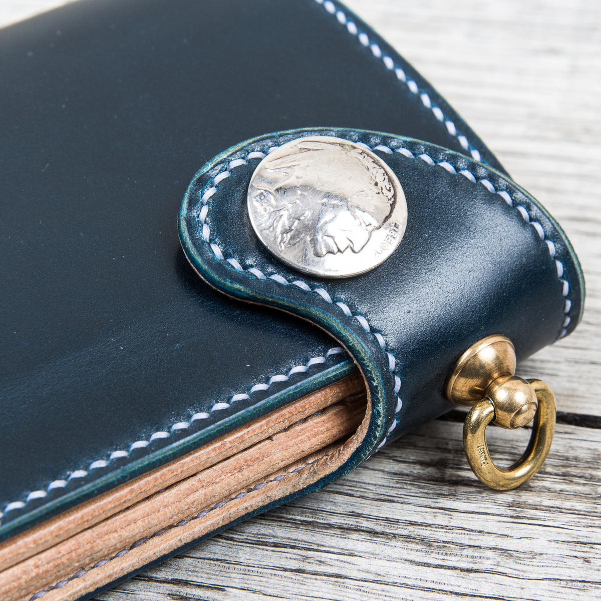 Lone Wolf Leathers Medium Wallet Shinki Shell Cordovan Navy