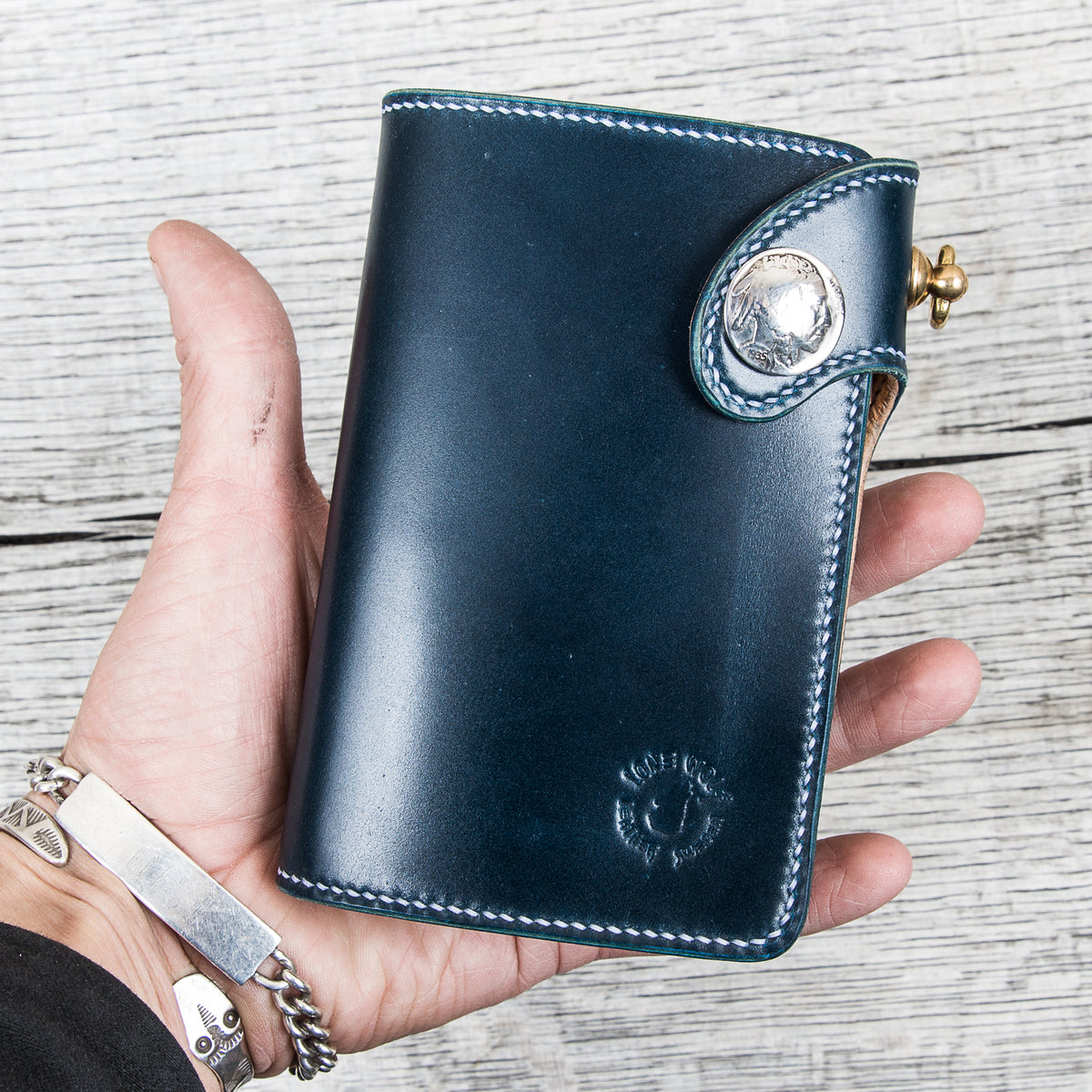 Lone Wolf Leathers Medium Wallet Shinki Shell Cordovan Navy