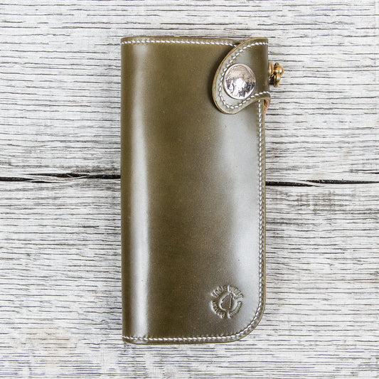 Lone Wolf Leathers Tall Wallet Shinki Shell Cordovan Olive Green