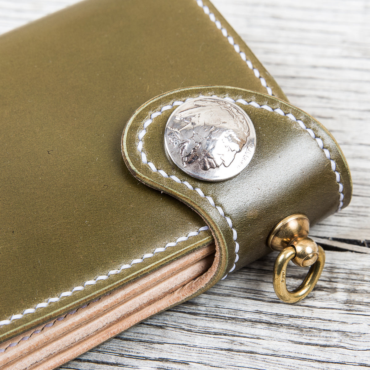 Lone Wolf Leathers Tall Wallet Shinki Shell Cordovan Olive Green