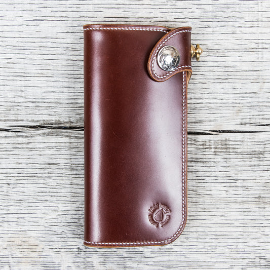 Lone Wolf Leathers Tall Wallet Shinki Shell Cordovan Bordeaux