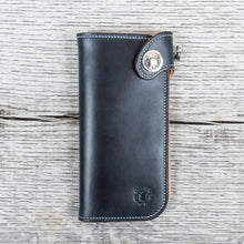 Lone Wolf Leathers Handmade Tall Wallet Horween Chromexcel Navy Blue