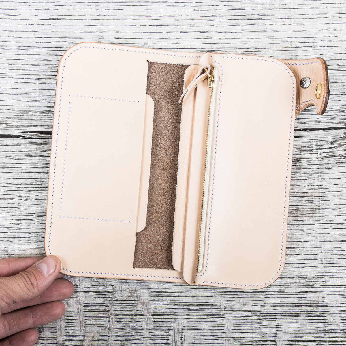 Lone Wolf Leathers Handmade Tall Wallet Horween Chromexcel Navy Blue