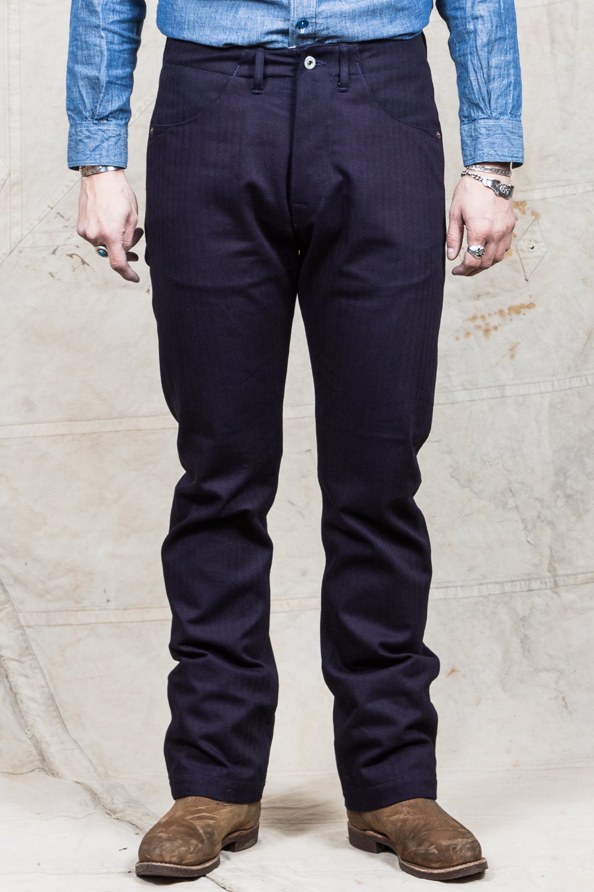 Indigofera Heyes Pants Indigo Herringbone