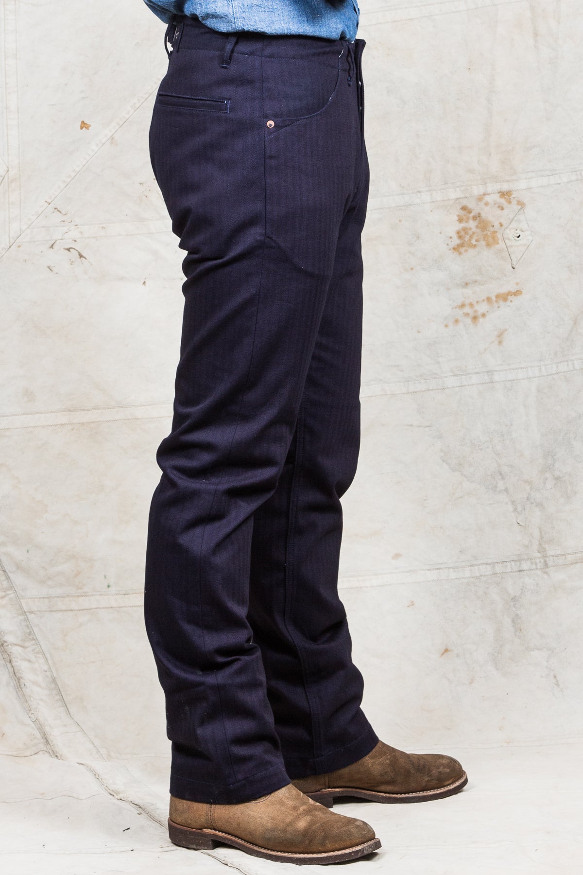 Indigofera Heyes Pants Indigo Herringbone