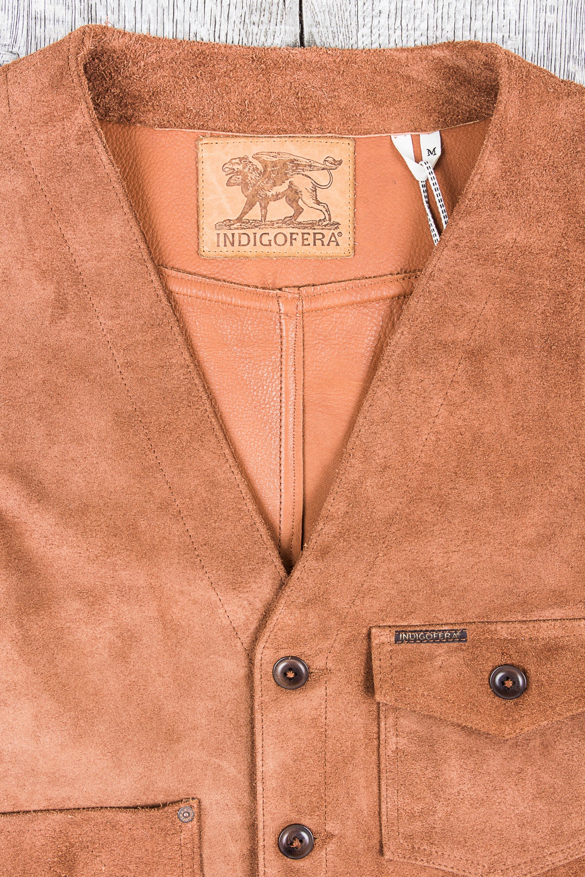 Indigofera Harrison Leather Vest Cognac