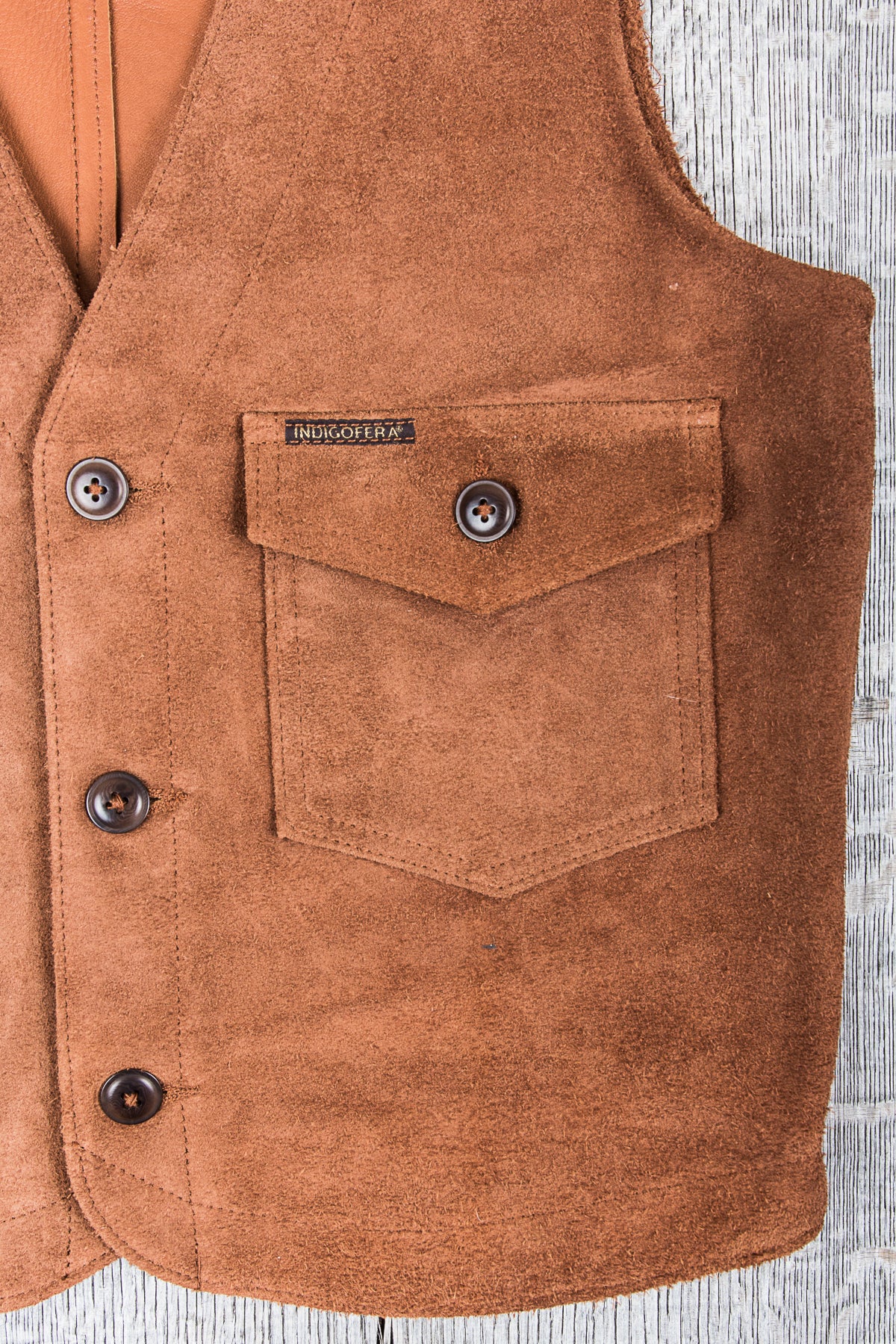 Indigofera Harrison Leather Vest Cognac