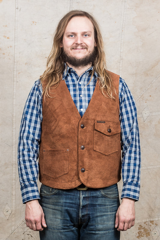 Indigofera Harrison Leather Vest Cognac