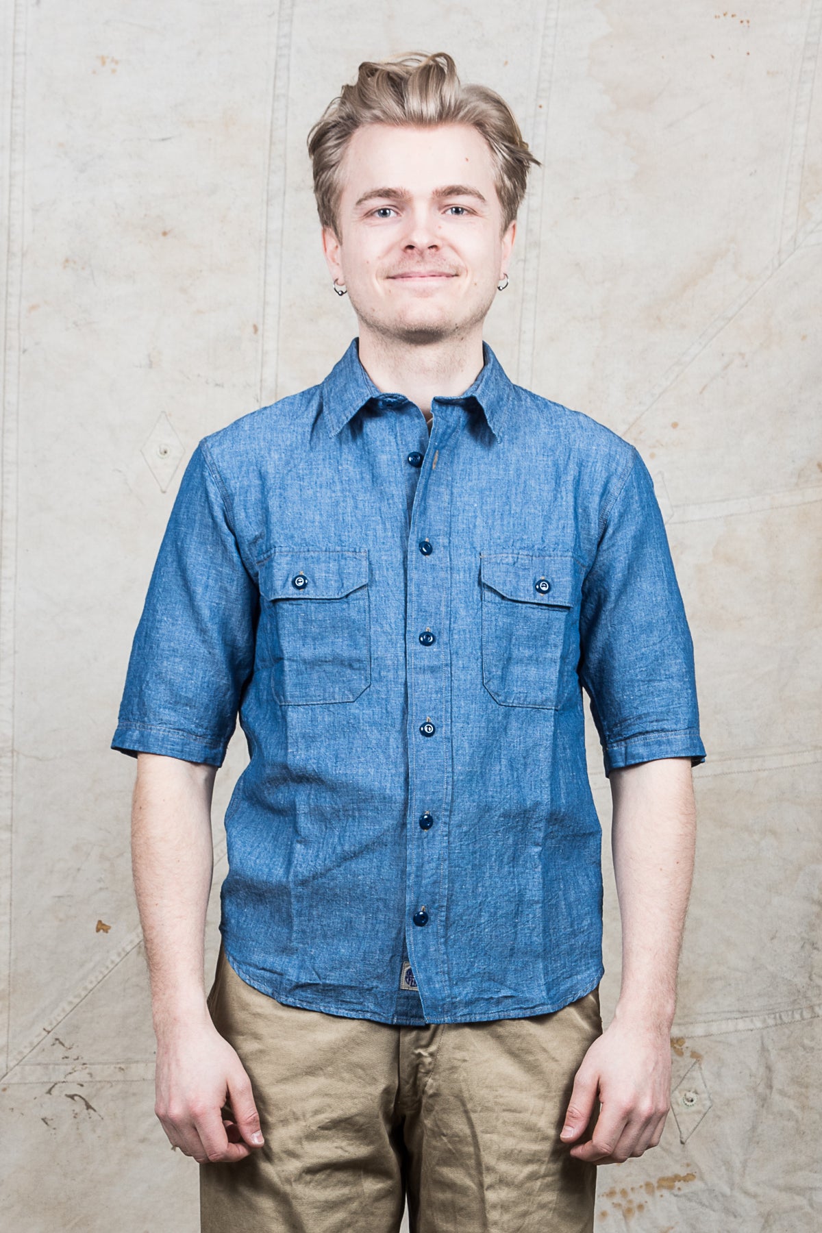 Indigofera Delray Cotton / Linen Indigo Chambray Shirt