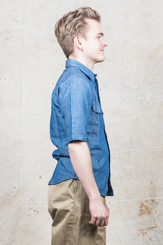 Indigofera Delray Cotton / Linen Indigo Chambray Shirt