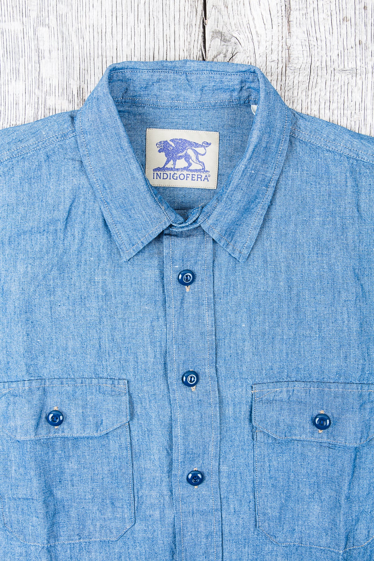 Indigofera Delray Cotton / Linen Indigo Chambray Shirt