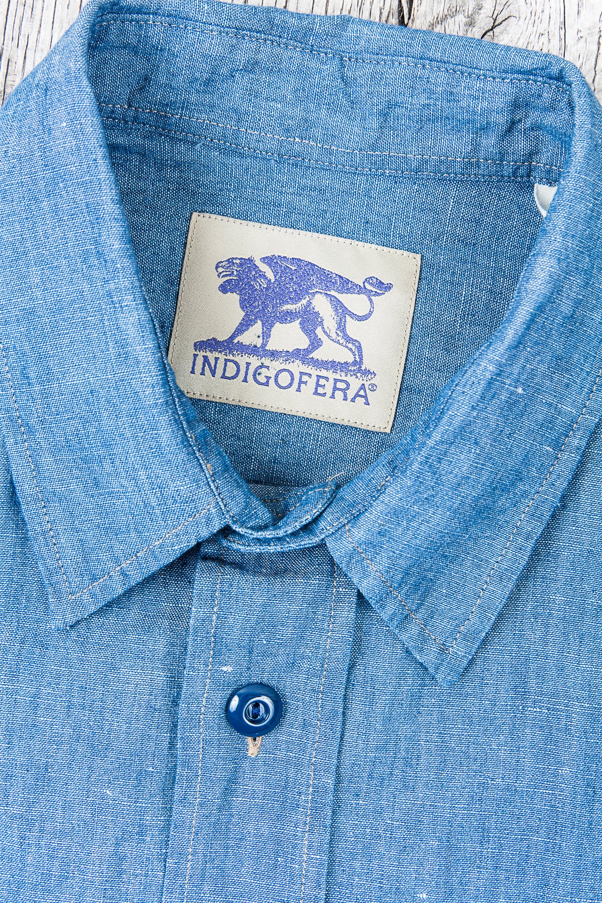 Indigofera Delray Cotton / Linen Indigo Chambray Shirt