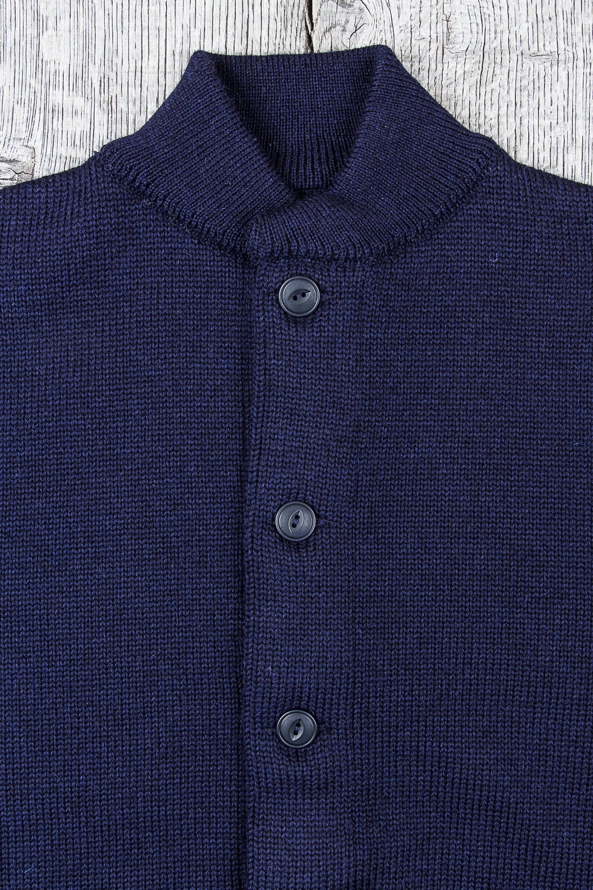 North Sea Clothing Brig 2 Wool Cardigan Navy