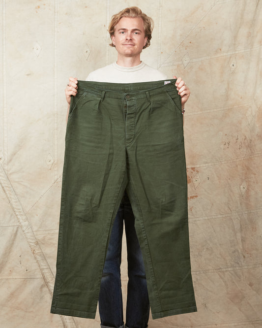 Vintage Swedish Army Green Cotton Fatigue Pants