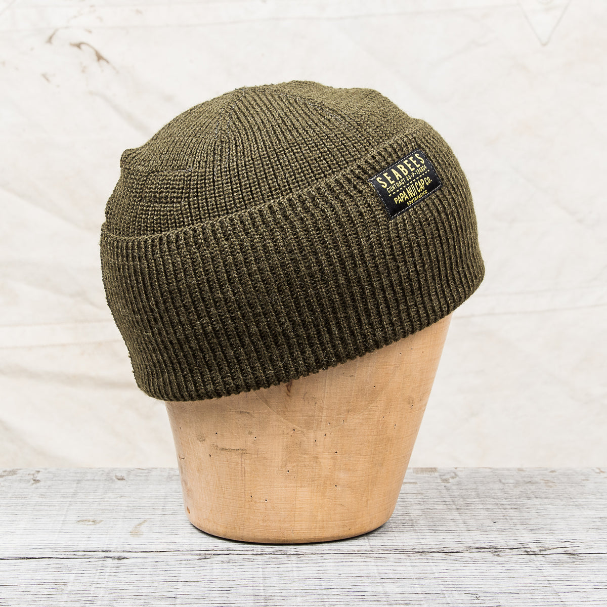 Papa Nui Cap Co. Seabees Watch Cap Olive Wool