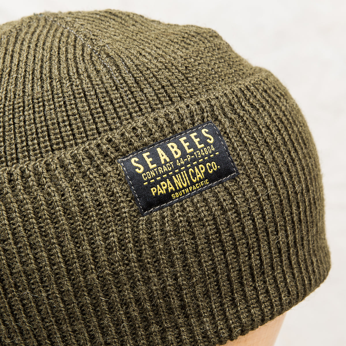 Papa Nui Cap Co. Seabees Watch Cap Olive Wool