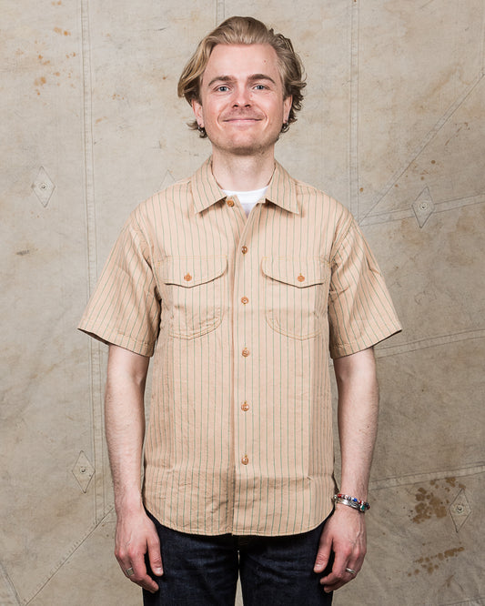 Sugar Cane & Co. Coke Stripe Short Sleeve Open Shirt