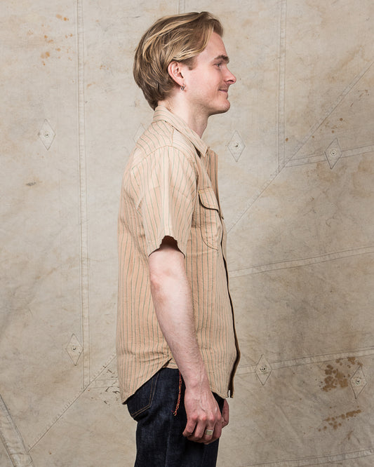 Sugar Cane & Co. Coke Stripe Short Sleeve Open Shirt