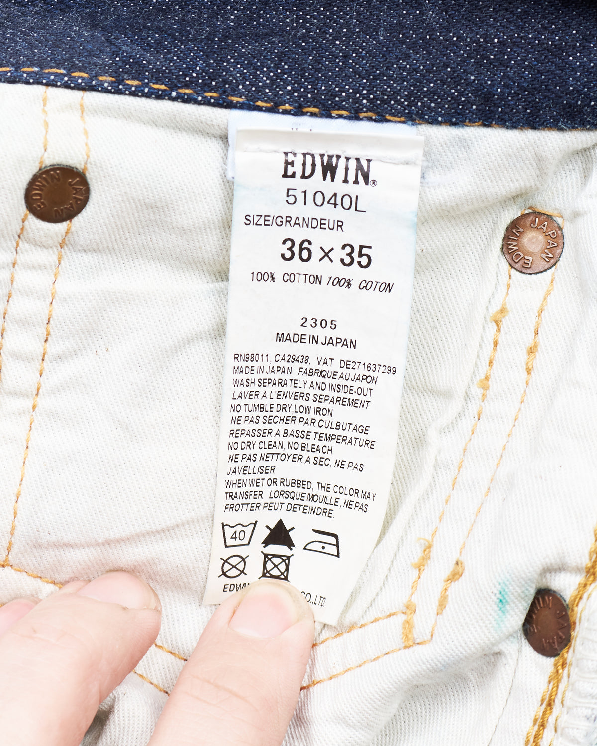 Second Hand Edwin Made in Japan 51040L Jeans Rainbow Selvedge W 36