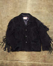 Second Hand Schott Black Suede Fringe Jacket Size 48