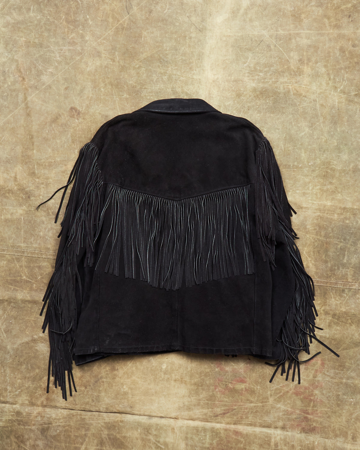 Second Hand Schott Black Suede Fringe Jacket Size 48