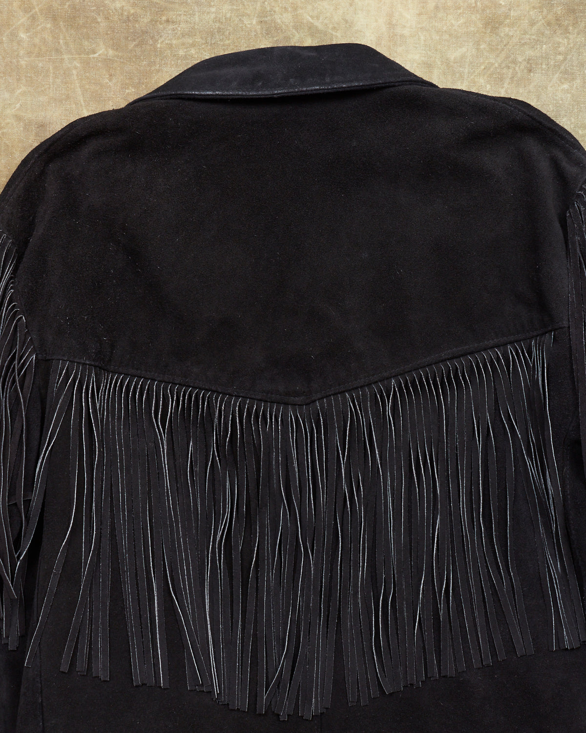Second Hand Schott Black Suede Fringe Jacket Size 48