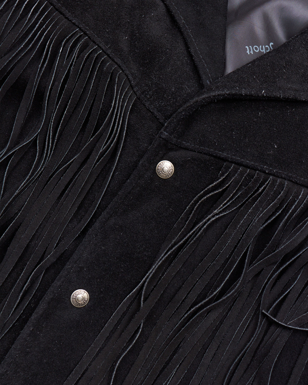 Second Hand Schott Black Suede Fringe Jacket Size 48