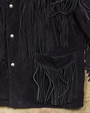 Second Hand Schott Black Suede Fringe Jacket Size 48
