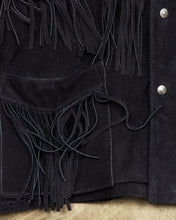 Second Hand Schott Black Suede Fringe Jacket Size 48