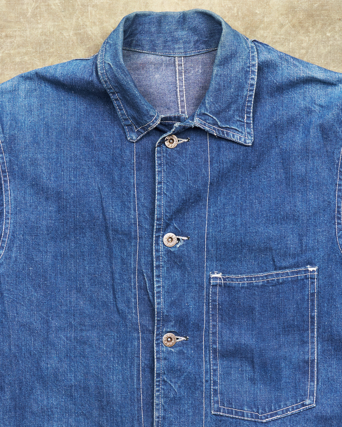 Vintage 40s Laurel Leaf Button Denim Work Jacket