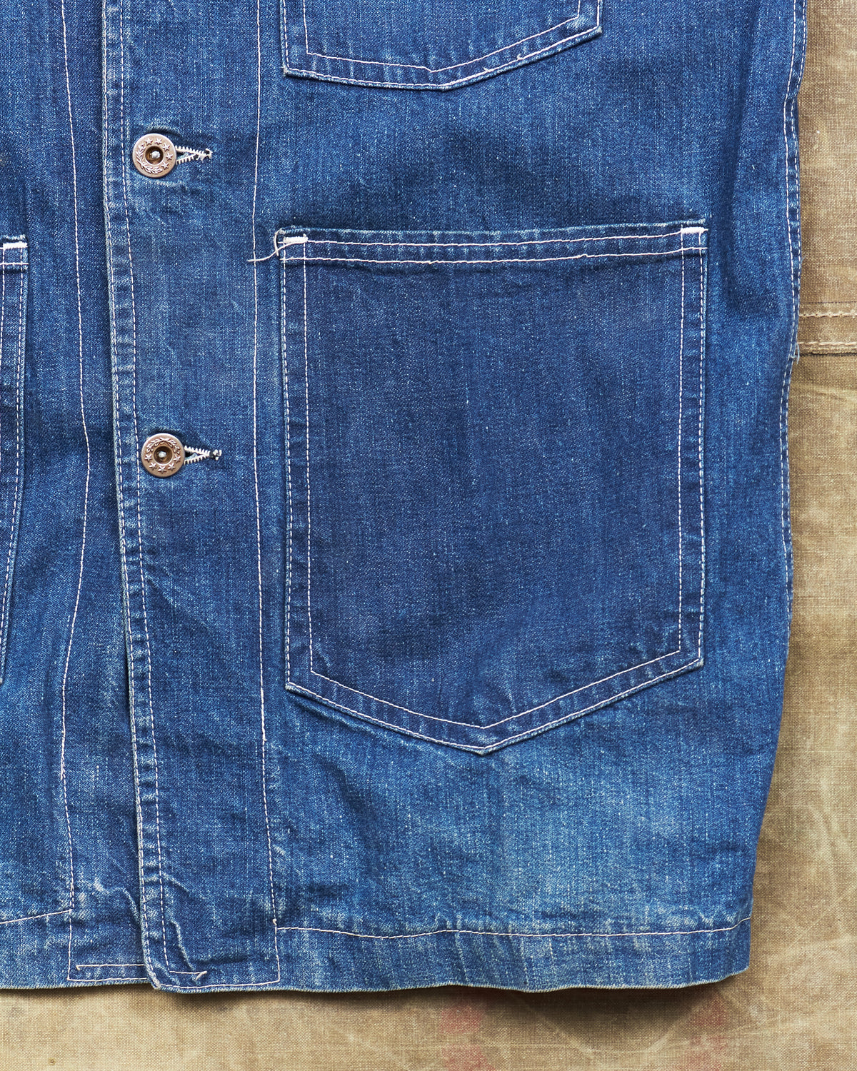 Vintage 40s Laurel Leaf Button Denim Work Jacket
