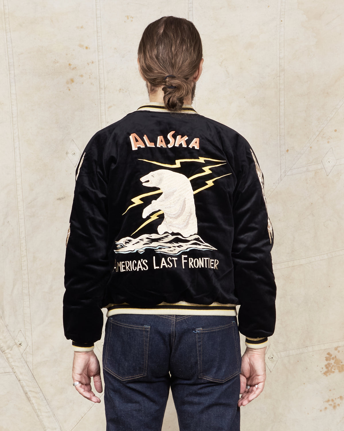 Tailor Toyo Souvenir "Sukajan" Velveteen Jacket Polar Bear x Alaska Map
