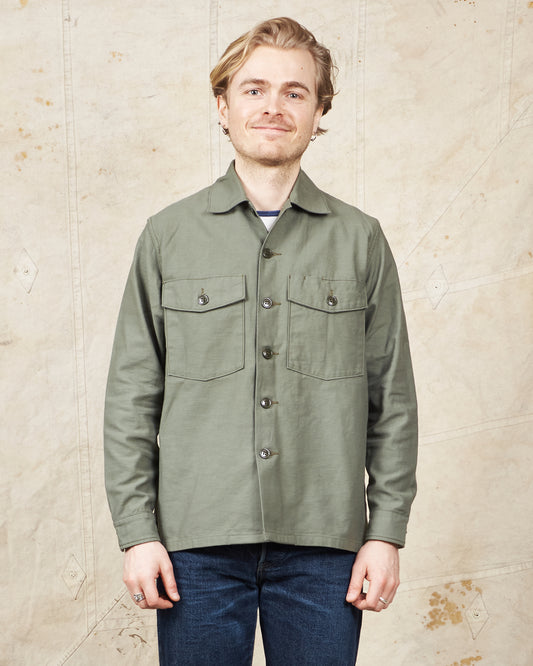 Buzz Rickson's US Army Utility Cotton Sateen Shirt OG-107 Olive BR28607