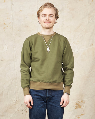Buzz Rickson's Loopwheel Sweatshirt 4-Needle Olive BR65622