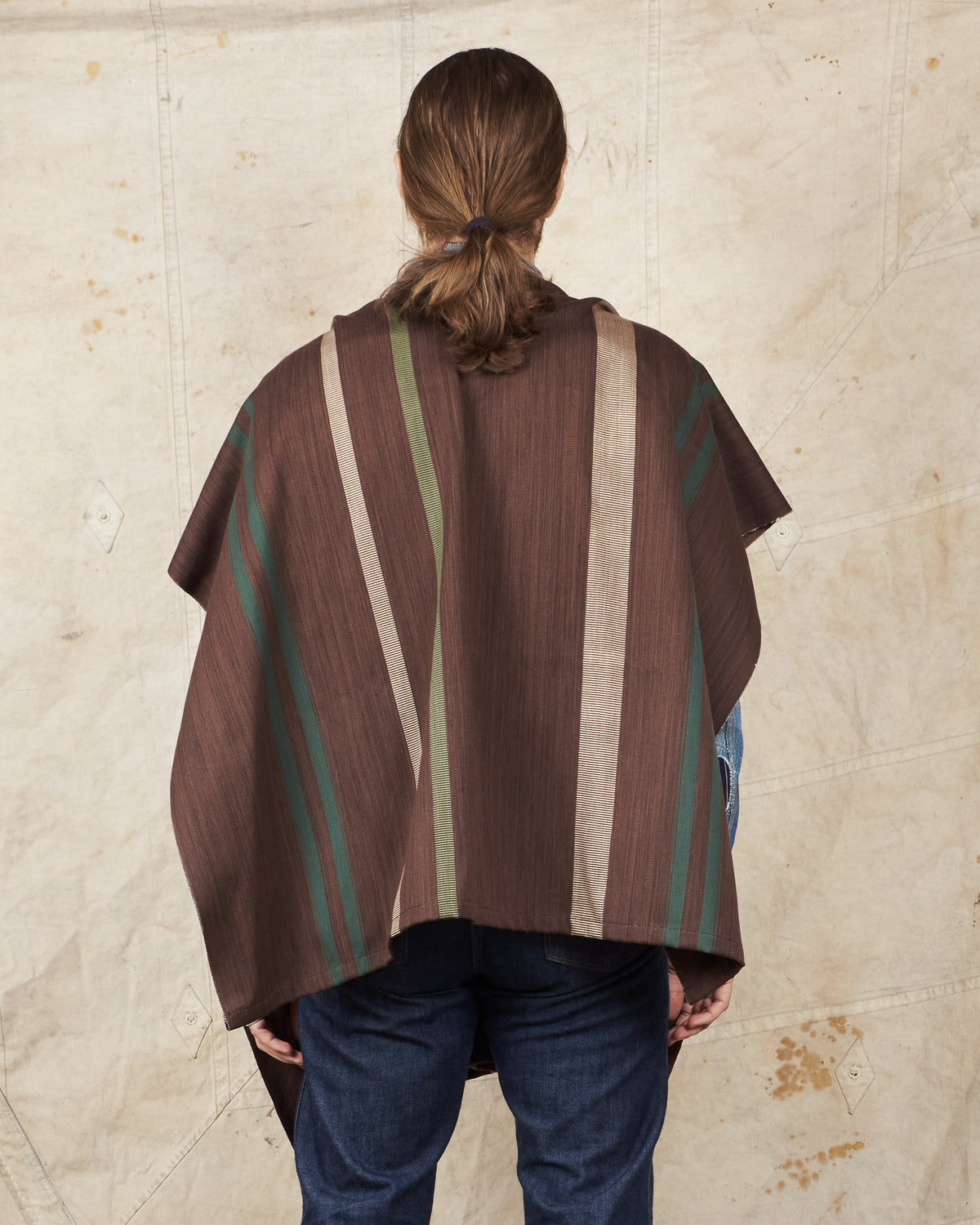 Indigofera Poncho Japanese Cotton/Wool Brown/Green