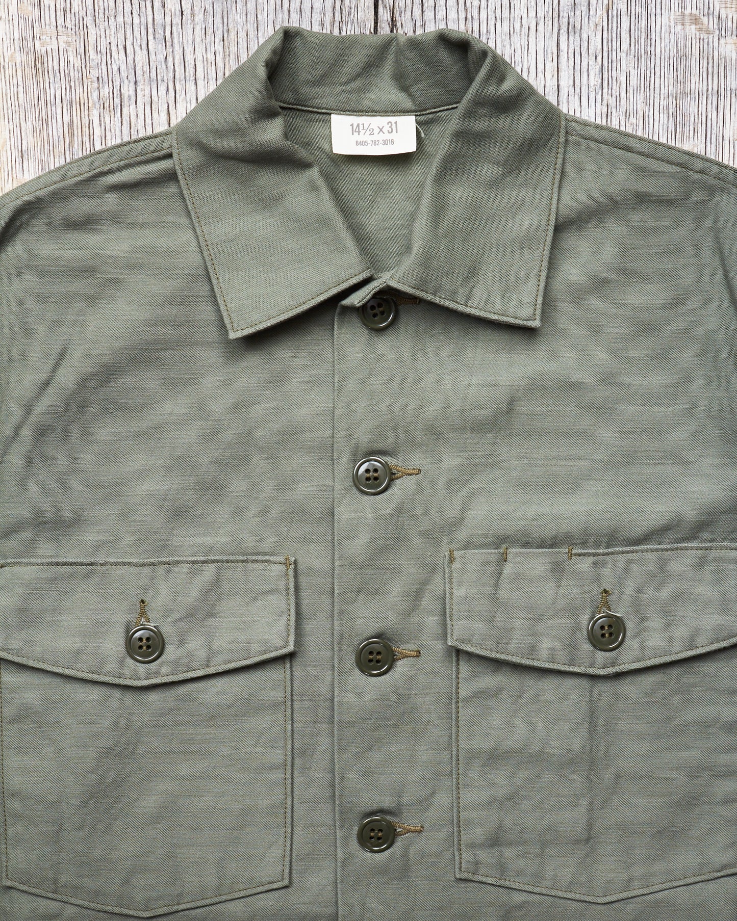 Buzz Rickson's US Army Utility Cotton Sateen Shirt OG-107 Olive BR28607