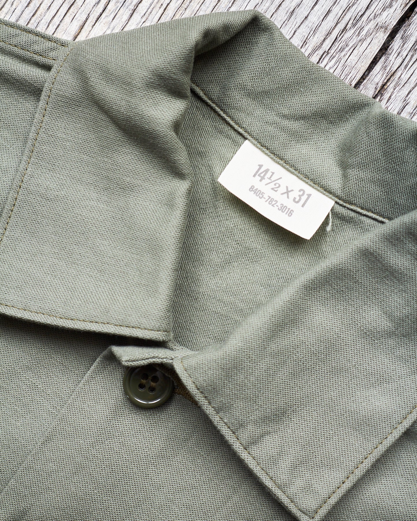 Buzz Rickson's US Army Utility Cotton Sateen Shirt OG-107 Olive BR28607