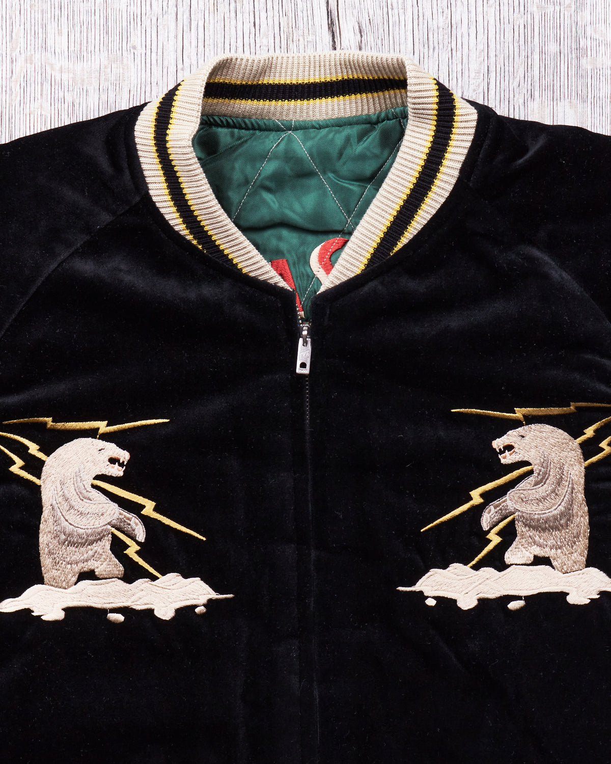 Tailor Toyo Souvenir "Sukajan" Velveteen Jacket Polar Bear x Alaska Map