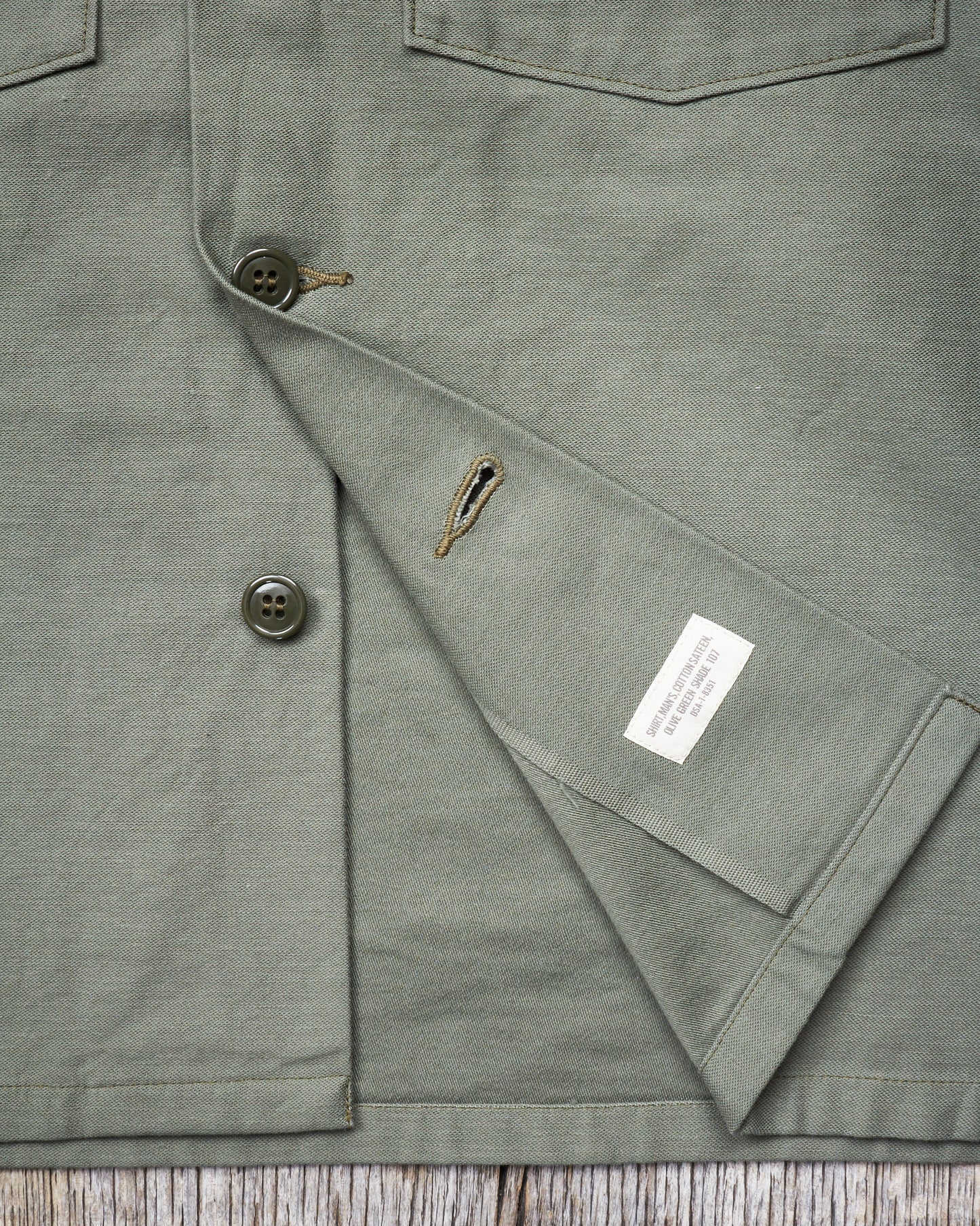 Buzz Rickson's US Army Utility Cotton Sateen Shirt OG-107 Olive BR28607