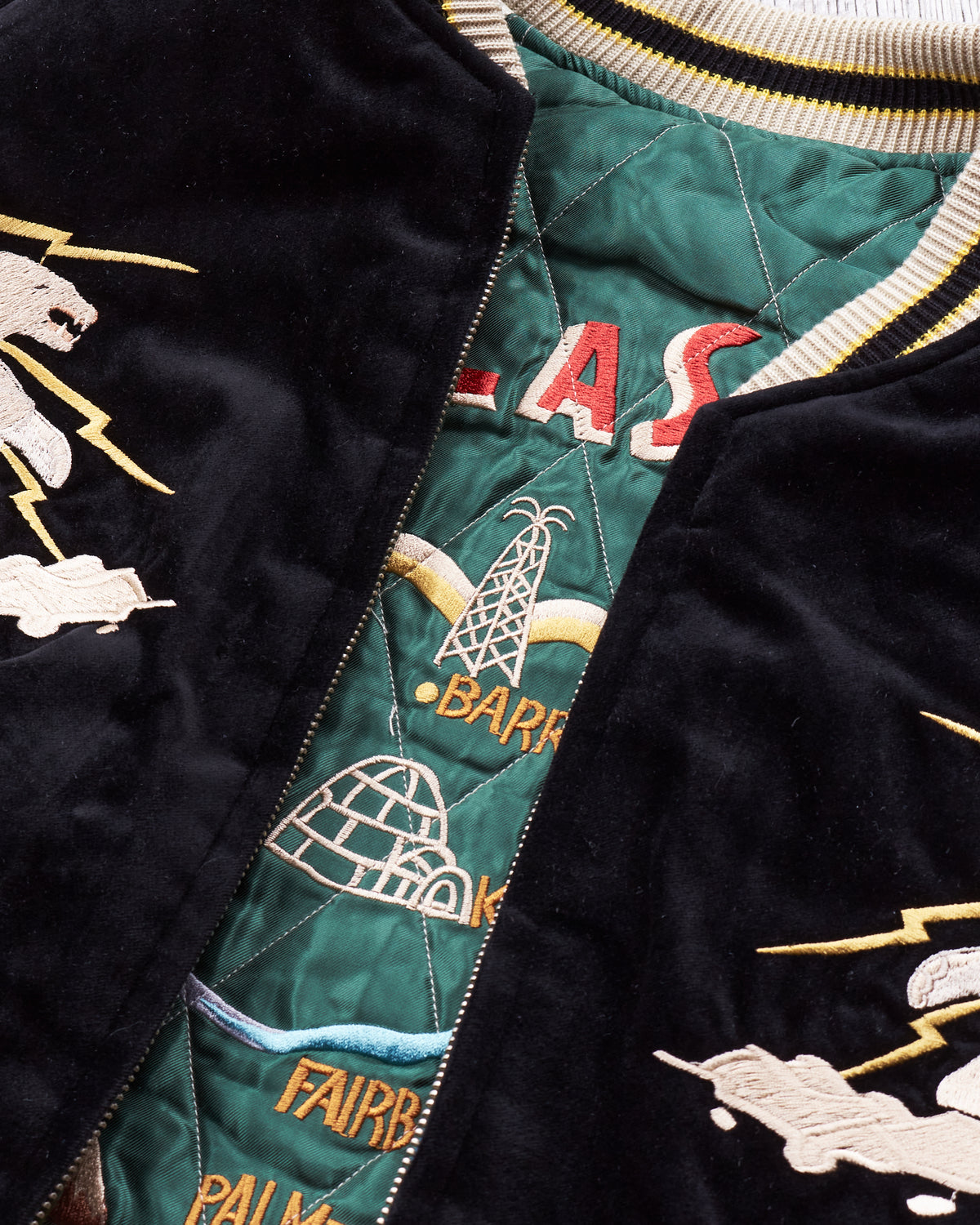 Tailor Toyo Souvenir "Sukajan" Velveteen Jacket Polar Bear x Alaska Map